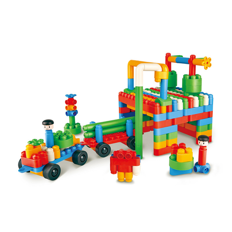 Hape PolyM Dinosaur Paradise Kit | 200 Piece Building Brick Animal Toy Set with Figurines & Accessories