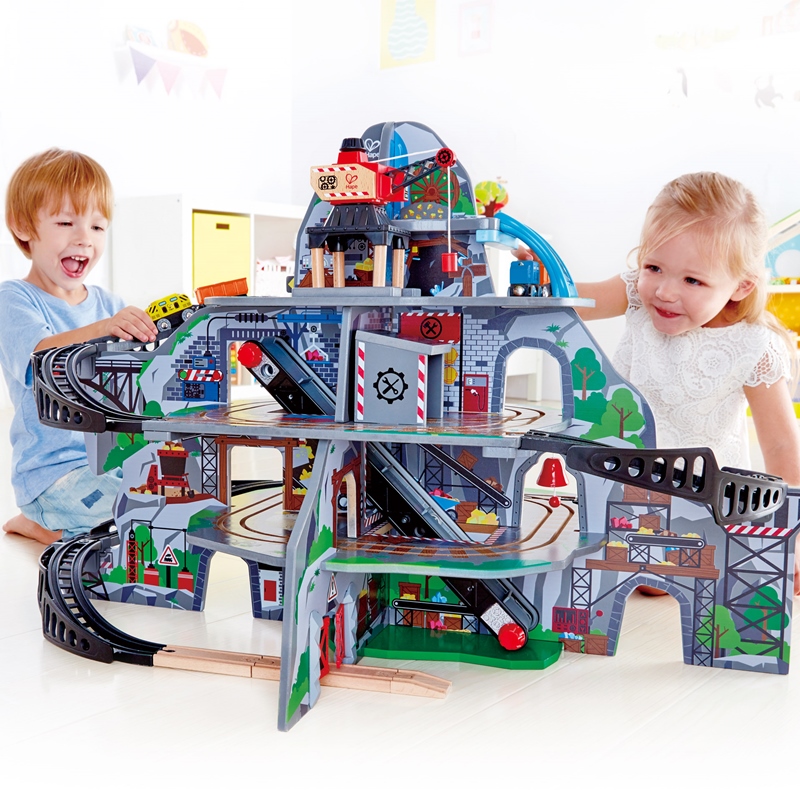 hape wooden railway table play set