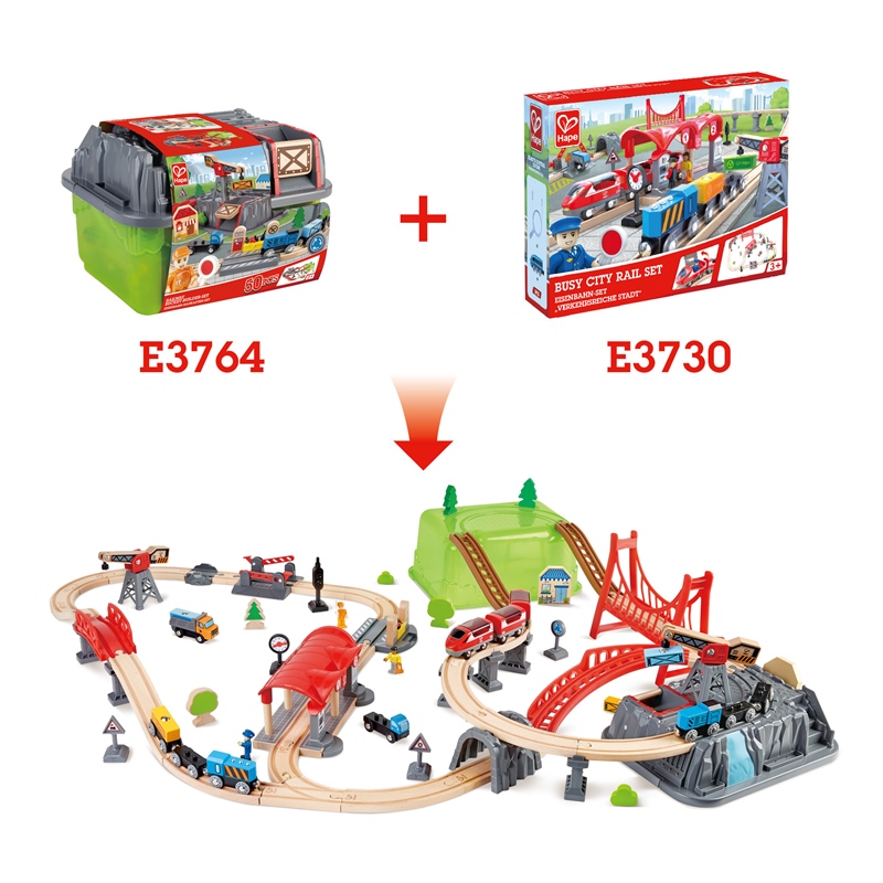 hape wooden railway table play set