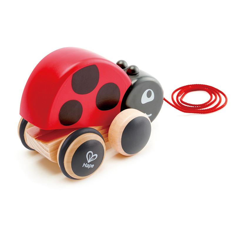 Hape Ladybug Pull-Along | Easy Pull Flapping Wooden Toddler Toy, Multi-Color