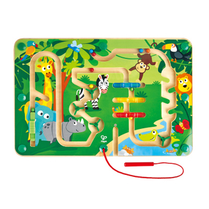 Hape Jungle Maze | Magnetic Wooden Jungle Animal Themed Puzzle Travel Toy For Kids