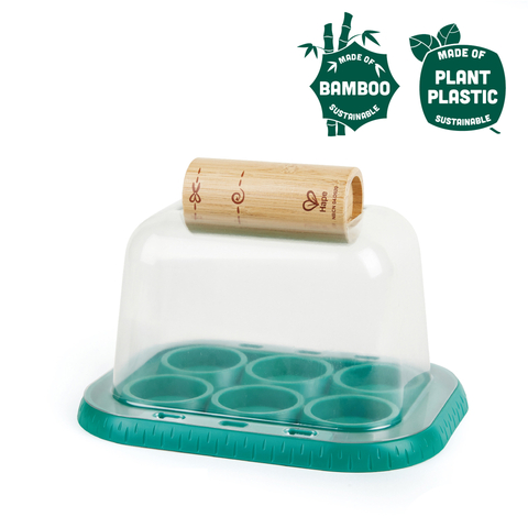 Hape Growing Gardeners Greenhouse | Grow Your Own Plants Kit for Kids with Bamboo Mold To Create Paper Vases for Seedlings, 4 Years And Up 