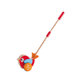 Hape Lilly Musical Push Along | Wooden Push Along Baby Walking Bird, Playful Kids Toy With Detachable Stick 