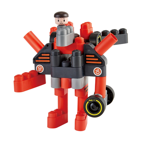 Hape PolyM Racing Car | 31 Piece Building Brick Racecar Toy Set with Figurines & Accessories