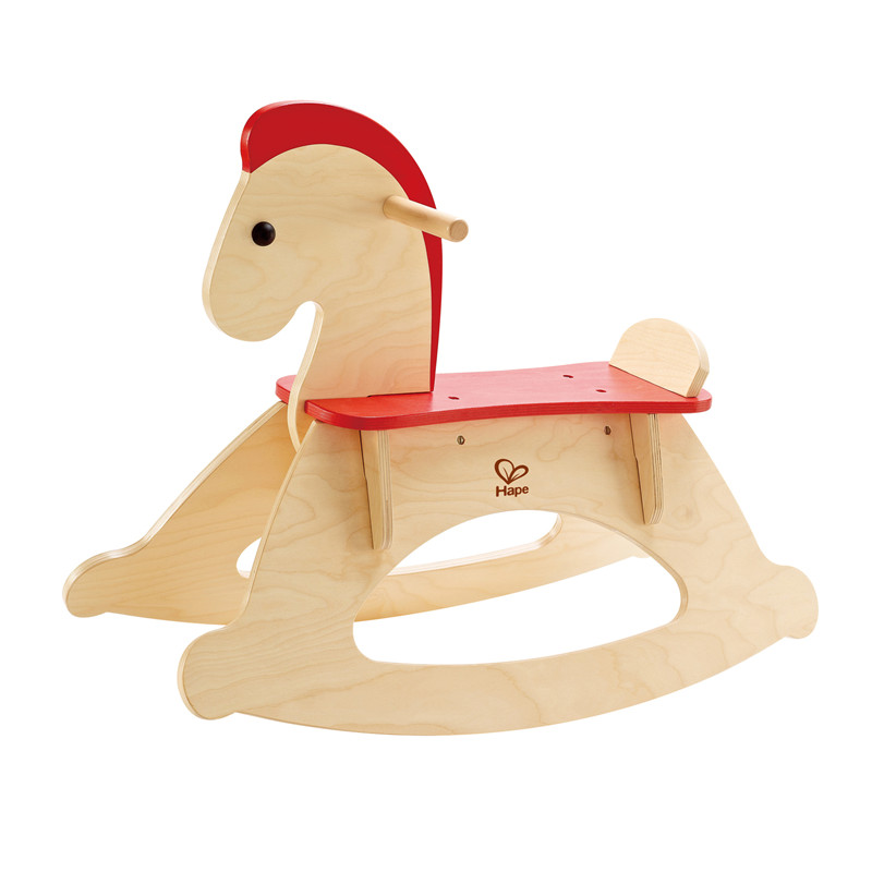 Hape Rock And Ride Rocking Horse | Wooden Kids Rocking Horse, Balanced Ride On Pony with Adjustable Backrest And Guardrail 